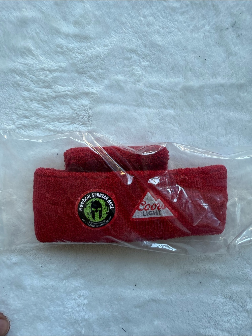 Reebok Red Sweatband with Spartan Patch